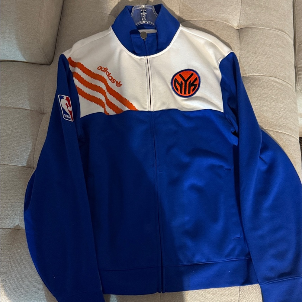 Adidas Blue and White Knicks Track Jacket